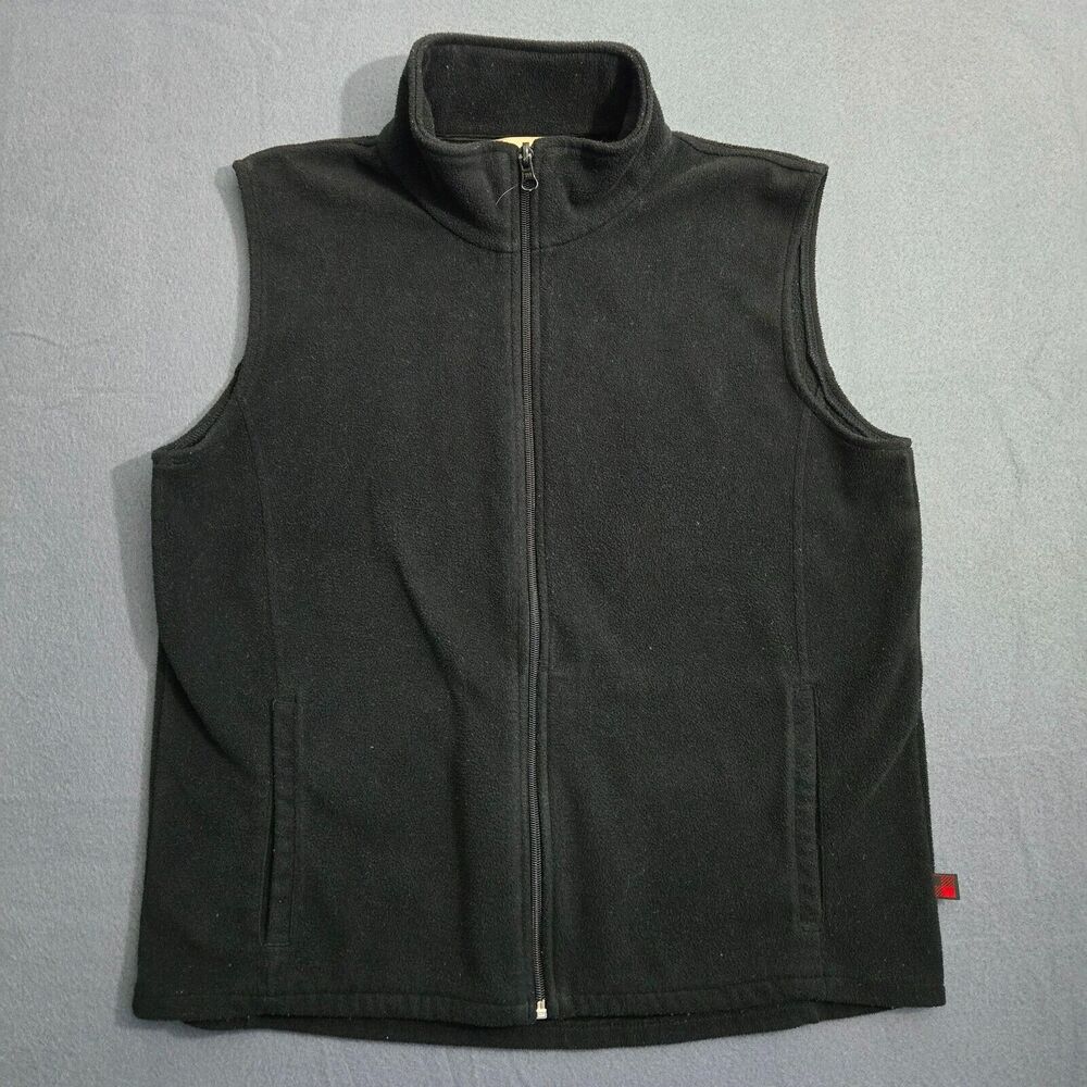 Woolrich Vest Women M Black Fleece Full Zip Mock Neck Stretch Pockets